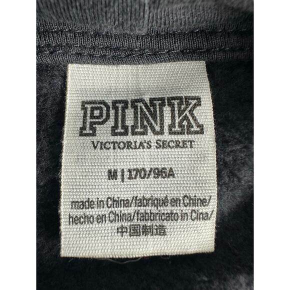 Pink Victoria's Secret Size Medium Two-tone Gray Cropped Hoodie Baggy Loose Fit - Picture 4 of 9
